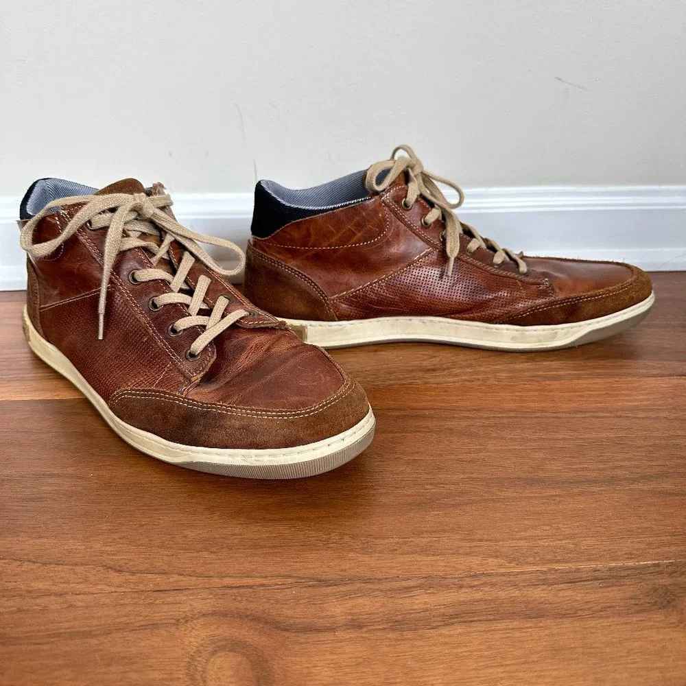 Bull Boxer Laytone Sneakers Men 13 Brown Leather Mid Top Lace Up Chukka Shoes - Picture 1 of 11